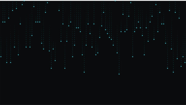 Abstract digital background with falling glowing particles, matrix style rain effect, technology concept, data stream visualization