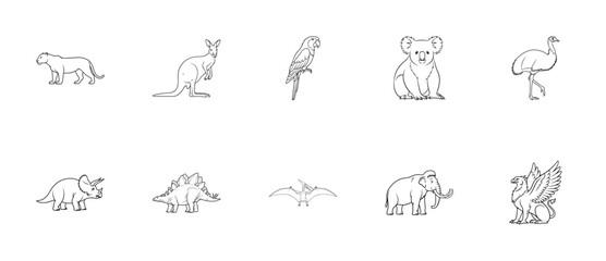 Wildlife and Prehistoric Animal Icon Set © Vect