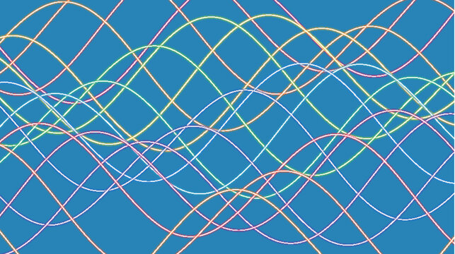 Abstract colorful wave lines on blue background