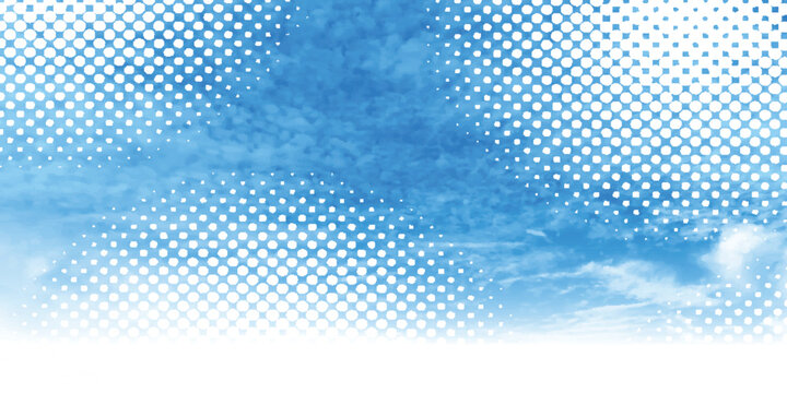 Blue Sky Texture with Abstract White Halftone Dots Overlay