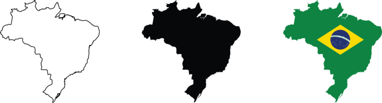 Brazil map and flag illustrations