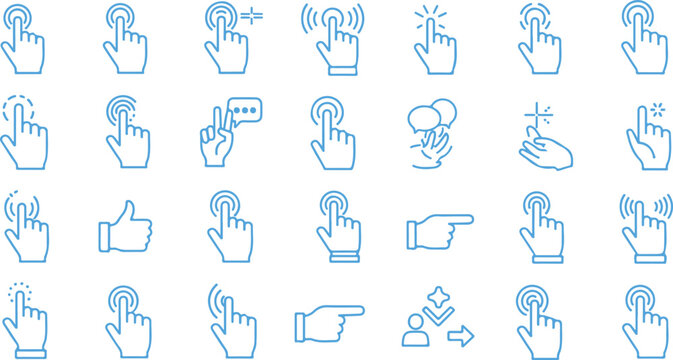 Extensive collection of hand gesture and touch interface icons with gesture control interface collection technology navigation communication interaction smartphone minimalist software