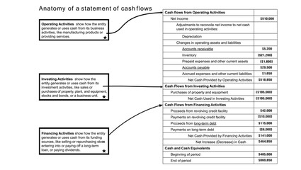 Fototapeta premium statement of cash flows, black isolated vector silhouette