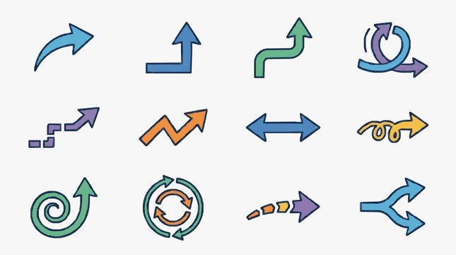 Vector Directional Arrows Set.
