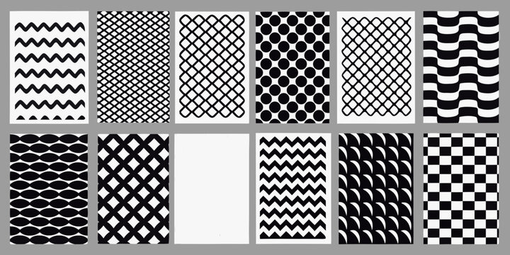 Op Art Pattern Swatches A Grid Of Eighteen Rectangular Designs