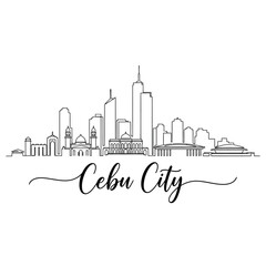 Fototapeta premium Cebu City Skyline Silhouette Illustration, Architectural Outline
