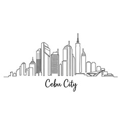 Obraz premium Cebu City Skyline Vector Illustration, Line Art