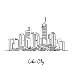 Obraz premium Cebu City Skyline, Minimalist Illustration, Artistic Line Drawing on White