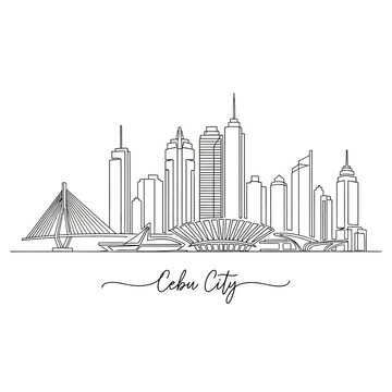 Cebu City Skyline Illustration: Modern Urban Cityscape Outline