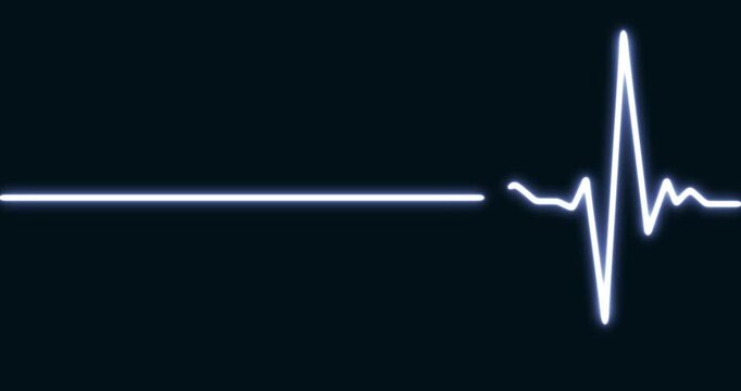 EKG Heart Line, Glowing neon green Heartbeat pulse line rate graph. Electrocardiogram show heart beat line. cardiogram, Heart pulse. Motion graphics of neon EKG line