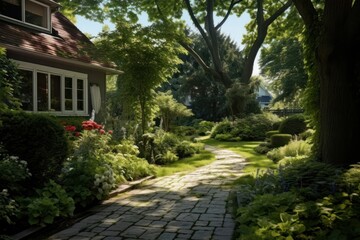 Fototapeta premium Backyard house architecture outdoors.