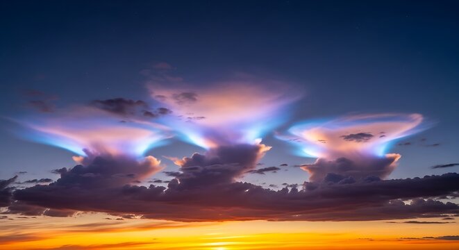 Stunning Iridescent Pileus Clouds Glowing at Sunset.