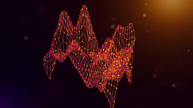 Dynamic Brazil map reveal animation formed by connected neural network lines and colorful nodes over a purple and orange bokeh background, representing AI, data, and digital transformation.