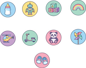 Fototapeta premium Colorful baby icons