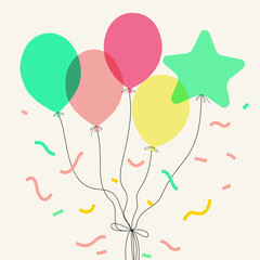 Obraz premium colorful balloons and confetti vector illustration for birthday girl or gender reveal party