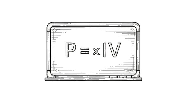 Physics Formula P=IV on a Blackboard - Power, Voltage, Current Equation