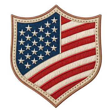 Embroidered american flag shield patch patriotic symbol isolated on transparent background