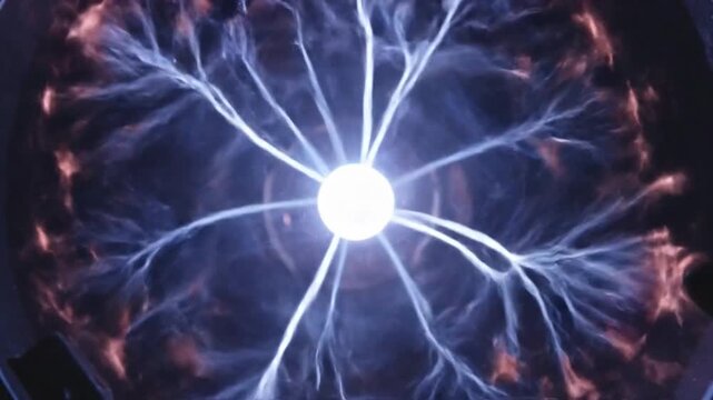 Plasma Arcs Dance and Intertwine Within a Contained Energy Field.