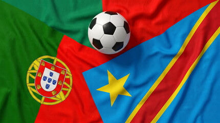 Fototapeta premium Portugal and Democratic Republic of Congo International Soccer Flags Backdrop