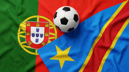 Naklejka premium Premium Fabric Texture of Portugal and Congo Soccer Match Concept