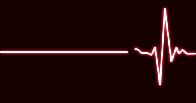 EKG Heart Line, Glowing neon green Heartbeat pulse line rate graph. Electrocardiogram show heart beat line. cardiogram, Heart pulse. Motion graphics of neon EKG line