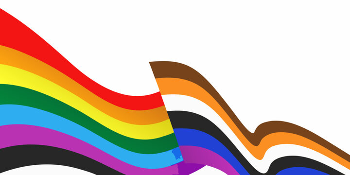 Flowing Rainbow Pride Flags With Brown And Black Stripes A Colorful Vector Illustration lgbtqia