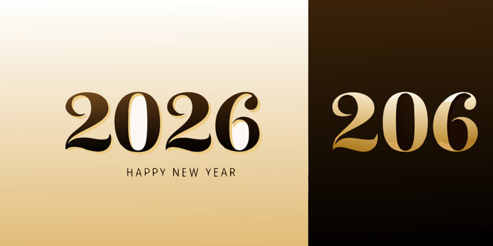 Golden year numbers 2026 and 206 with text a vector illustration on gradient backgrounds