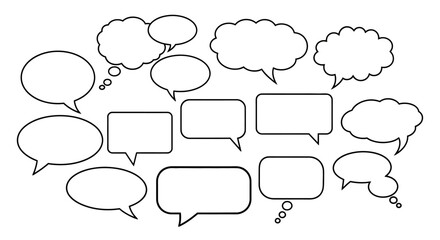Fototapeta premium Collection of various empty speech bubble shapes and thought bubbles