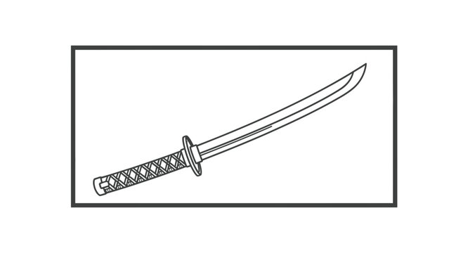 Samurai Sword Katana Outline Icon, Japanese Warrior Weapon, Traditional Blade