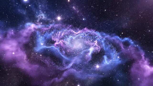 Swirling Celestial Nebula With Radiant Stars in Deep Space, Cosmic Dust Formation