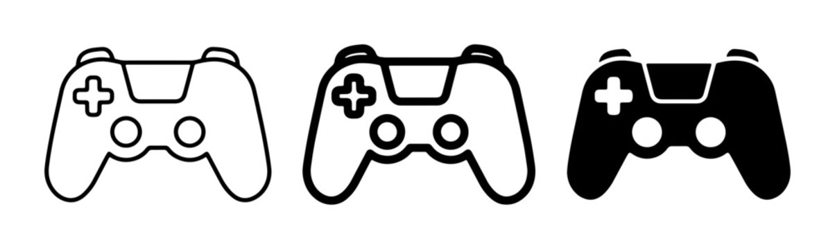 Video Game Controller Icons, Gaming Input Devices, Digital Entertainment Controls, Vector Art Set
