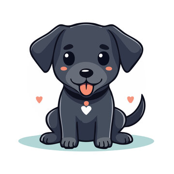 Cute cartoon penguin with heart symbols
