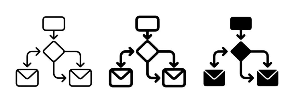 Flowchart Icons Set: Decision Tree, Process Flow, Email Distribution, Workflow Diagrams