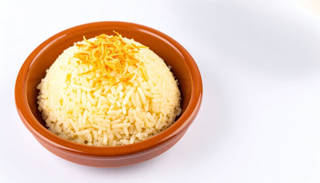 Colombian Arroz con Coco on Clean White Background