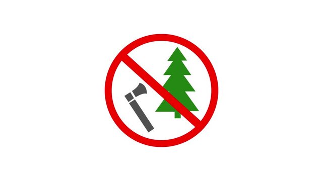 Don't Cut the Tree Campaign Video Perfect for Education. tree no cut icon. on white background and features 4k animation video