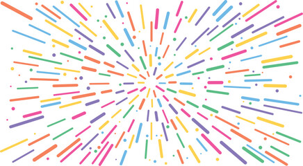 Fototapeta premium Vibrant Abstract Sunburst Background with Colorful Rounded Streaks and Dynamic Radial Pattern