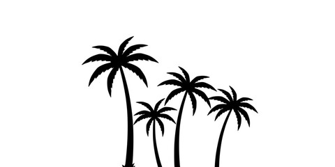 Fototapeta premium Palm Trees with Varying Heights and Silhouettes in a Tropical Scene Featuring Black and White, Stylized, Nature with Beach and Vacation Elements