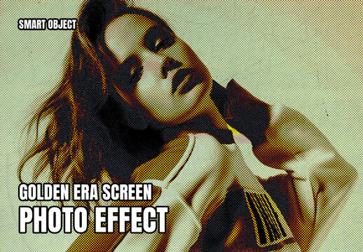 Golden Halftone Photo Effect Template