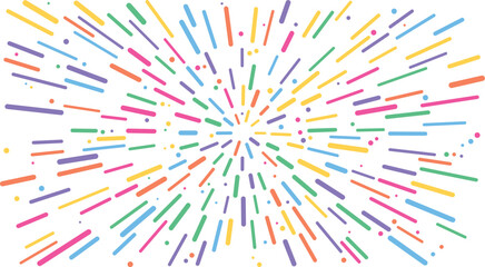 Fototapeta premium Vibrant Abstract Sunburst Background with Colorful Rounded Streaks and Dynamic Radial Pattern