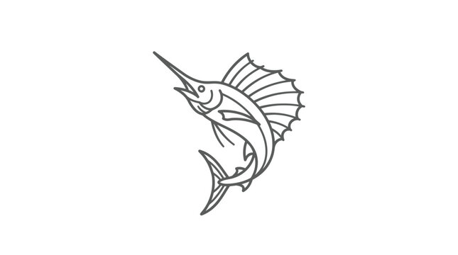 Minimalist Sailfish Line Art Illustration