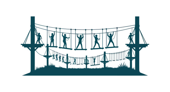Rope Course Adventure Park Vector Illustration