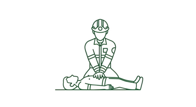 Firefighter Performing CPR Vector Illustration