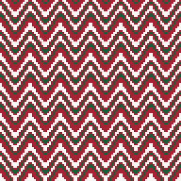 Christmas Chevron textile pattern design in red, green, and white for fashion knitwear and home textiles