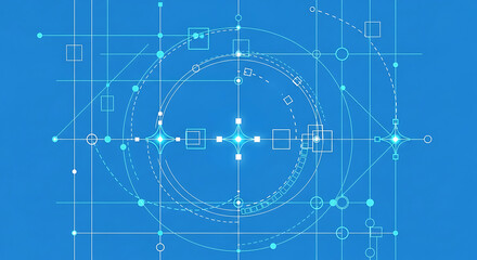 Fototapeta premium Abstract digital hud interface with concentric circles and data points interface technology futuristic hologram information connection background geometry software electronic