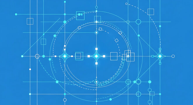 Abstract digital hud interface with concentric circles and data points interface technology futuristic hologram information connection background geometry software electronic