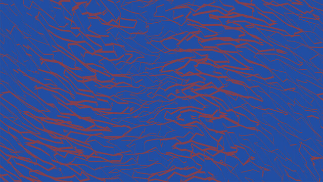 Dark blue background with scattered red jagged line segments forming intricate web like pattern digital artwork