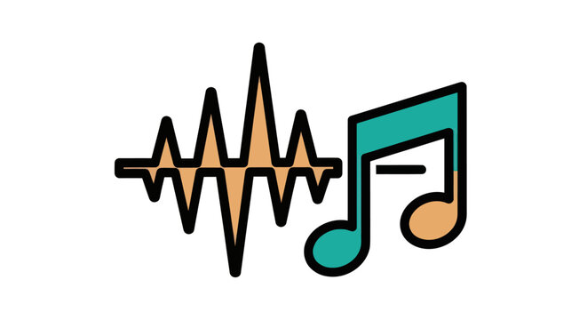 Audio Waveform and Musical Note Icon