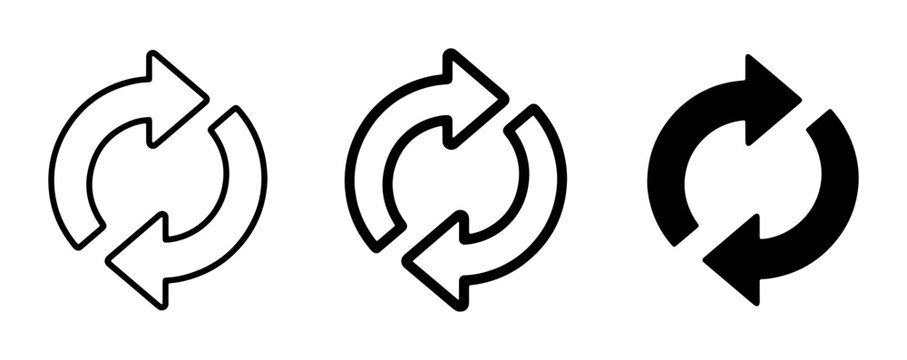 Circular Arrows Icon Set, Refresh and Repeat Symbols, Reload and Sync Icons, Vector Graphics