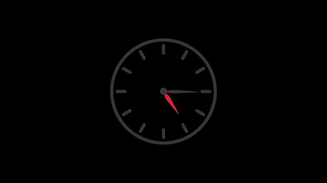 Minimalist Counter Clockwise Animation | 4K Alpha Channel Ticking Time Loop Reversed