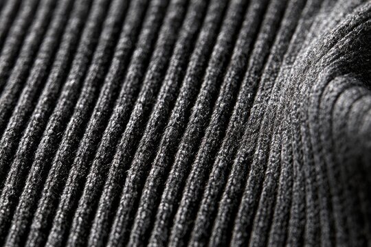 Close-up of dark gray ribbed fabric texture